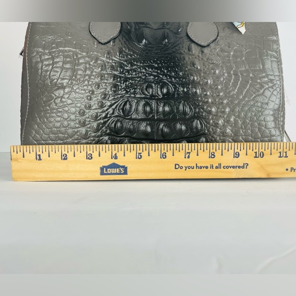 Genuine Leather Gray Crocodile Crossbody Shoulder Strap Bag With Scarf Detail - Picture 10 of 12